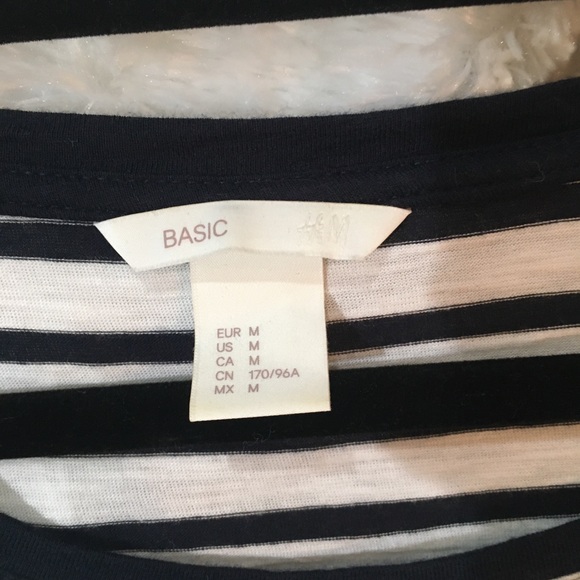 H&M Black & White Striped Tee Size Medium - Picture 2 of 2